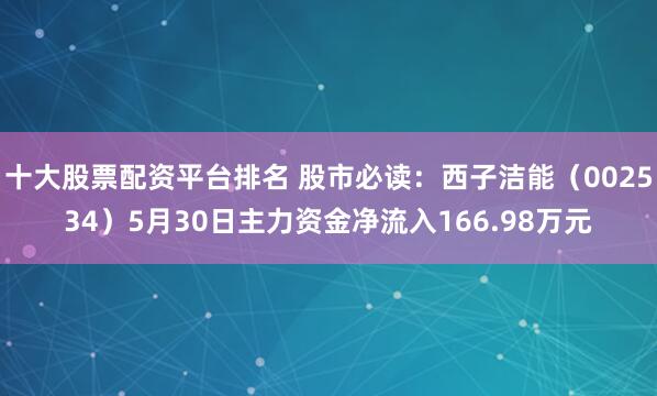 十大股票配资平台排名 股市必读：西子洁能（002534）5月30日主力资金净流入166.98万元