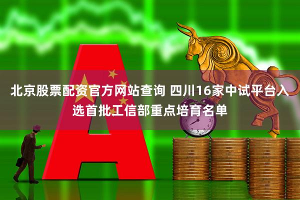 北京股票配资官方网站查询 四川16家中试平台入选首批工信部重点培育名单