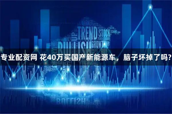 专业配资网 花40万买国产新能源车，脑子坏掉了吗?